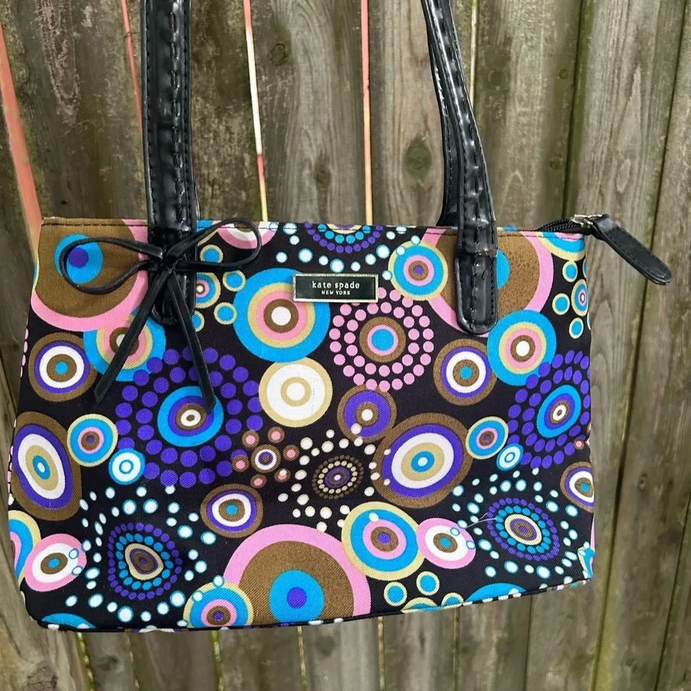 Vintage y2k 2000s Kate Spade multicolor purple pink blue brown shoulder bag purs